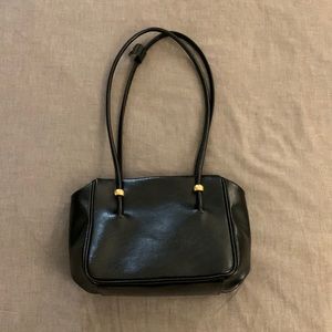 SOLD. Black faux leather shoulder bag